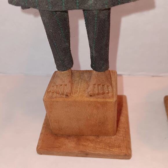 2 Handmade Tibetan Wooden Doll Indigenous Peoples Man Women 8" - Picture 7 of 13